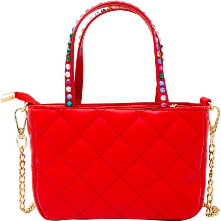 Zomi Gem Trend Accessories Quilted Rhinestone Tote Bag - Red