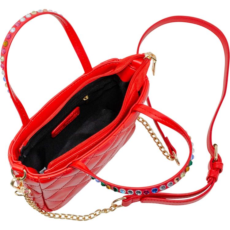 Zomi Gem Trend Accessories Quilted Rhinestone Tote Bag - Red