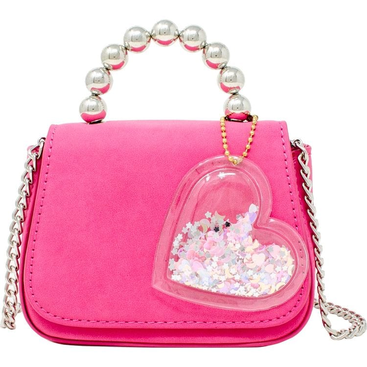 Zomi Gem Trend Accessories Tiny Metal Pearl Handle Heart Bag - Hot Pink