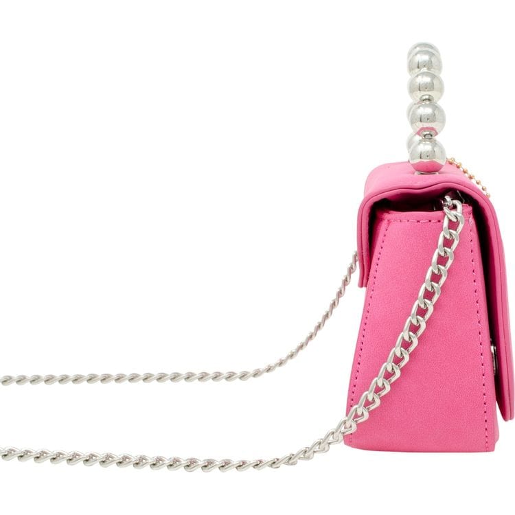 Zomi Gem Trend Accessories Tiny Metal Pearl Handle Heart Bag - Hot Pink