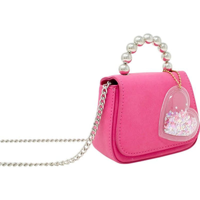 Zomi Gem Trend Accessories Tiny Metal Pearl Handle Heart Bag - Hot Pink