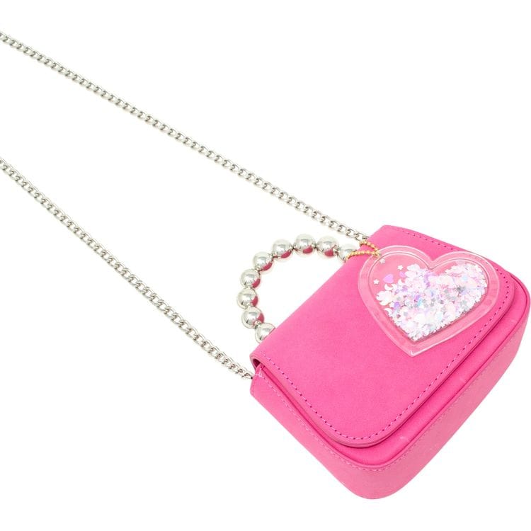 Zomi Gem Trend Accessories Tiny Metal Pearl Handle Heart Bag - Hot Pink