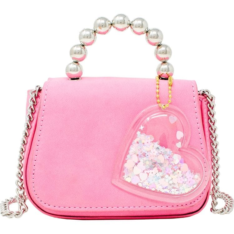 Zomi Gem Trend Accessories Tiny Metal Pearl Handle Heart Bag - Pink