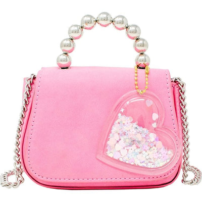 Zomi Gem Trend Accessories Tiny Metal Pearl Handle Heart Bag - Pink