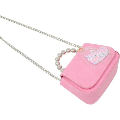 Zomi Gem Trend Accessories Tiny Metal Pearl Handle Heart Bag - Pink