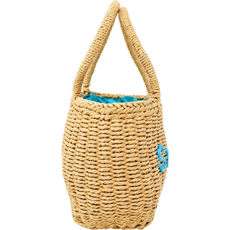 Zomi Gem Trend Accessories Wicker Basket Bag "SMILE" - Blue