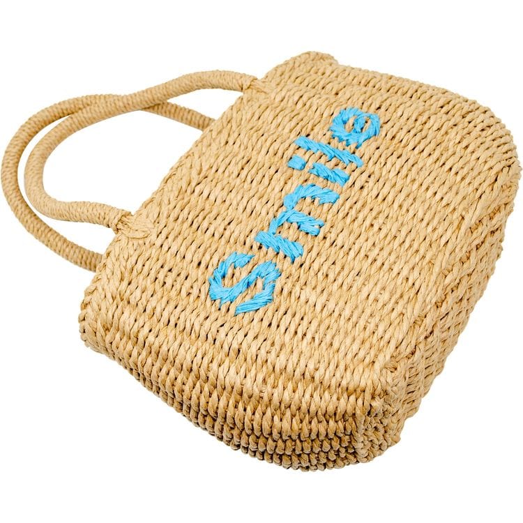 Zomi Gem Trend Accessories Wicker Basket Bag "SMILE" - Blue