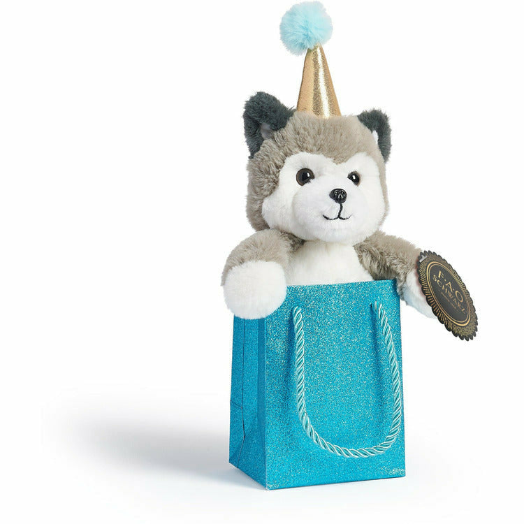  FAO Schwarz -  8" Plush Party Husky in a Bag -  Plush