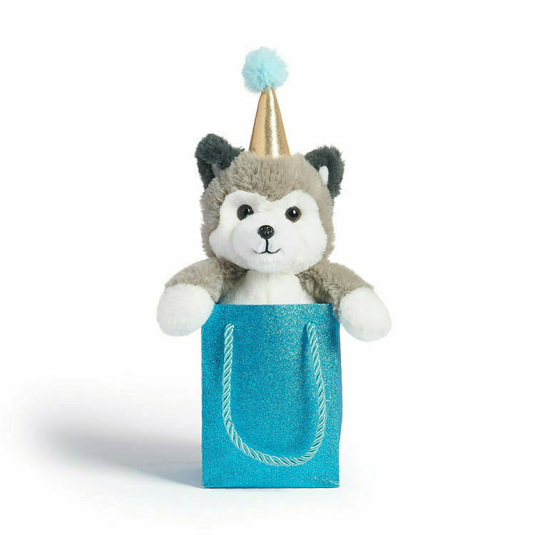  FAO Schwarz -  8" Plush Party Husky in a Bag -  Plush