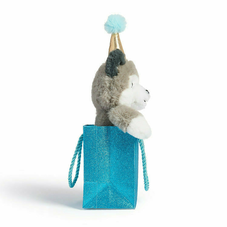  FAO Schwarz -  8" Plush Party Husky in a Bag -  Plush
