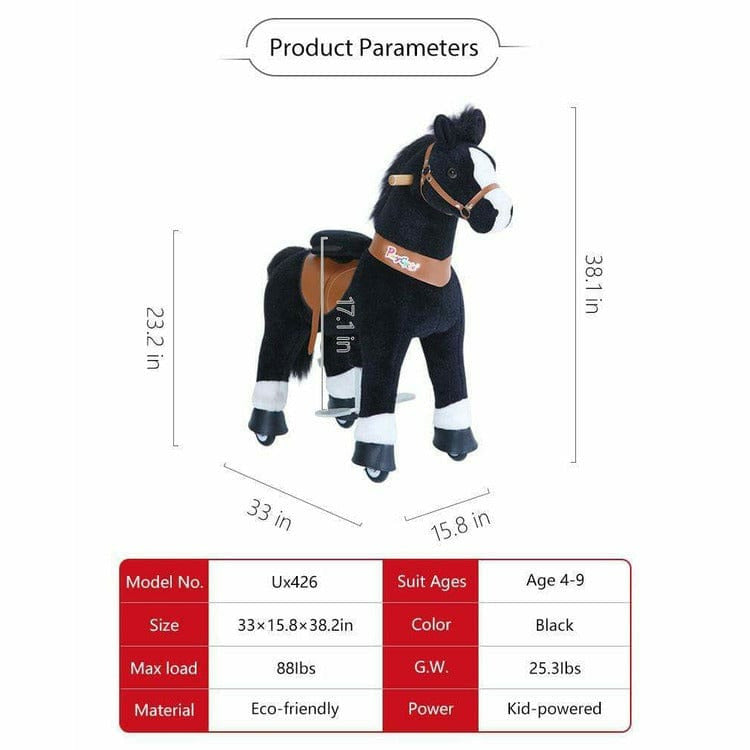  PonyCycle, Inc. -  Black Model U Ride-On Horse - 4-7 Years -  Plush