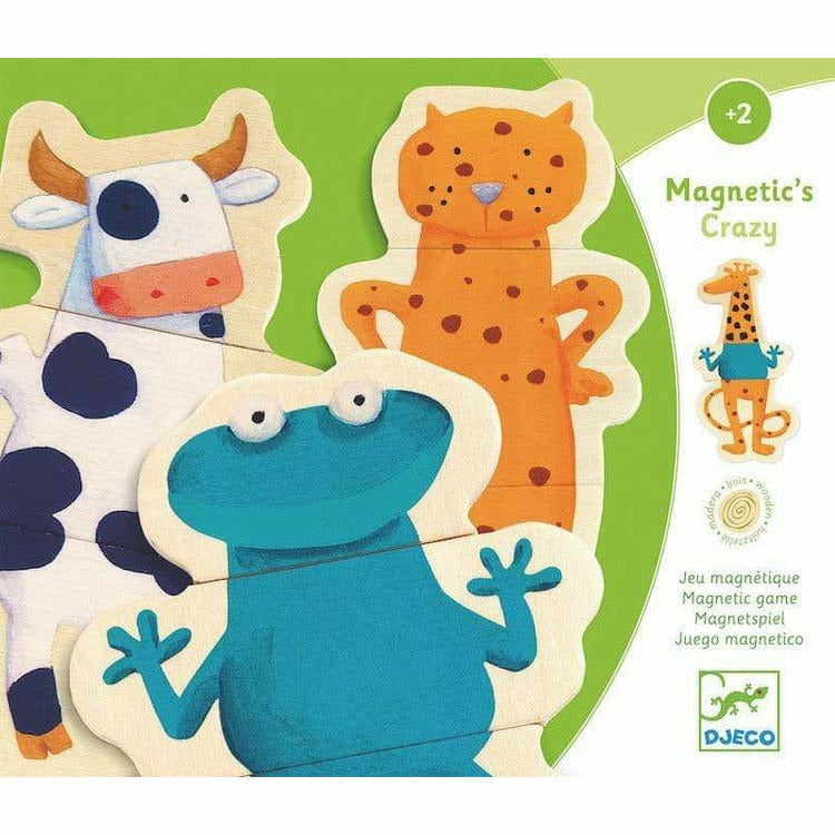 Djeco -  Crazy Animal Mix & Match Wooden Magnets -  Preschool