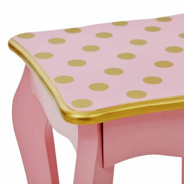  Teamson Kids -  Gisele Polka Dot Vanity with Mirror & Stool - Pink -  Room Decor
