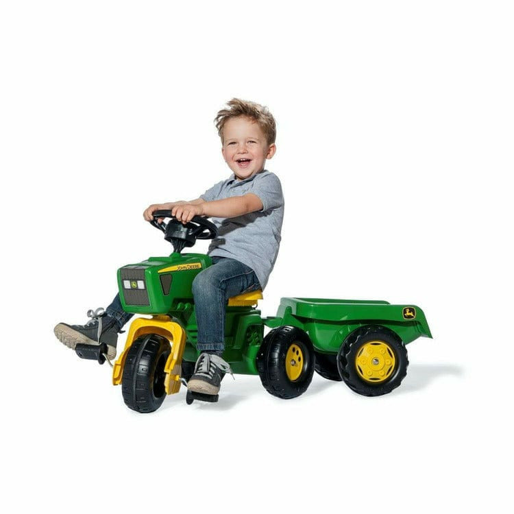 John Deere 3-Wheel Pedal Tractor with Trailer