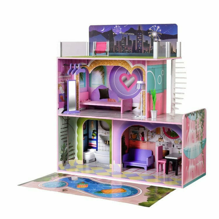  Teamson Kids -  Kids Dreamland Sunset 3-Level Dollhouse Set for 12" Dolls -  Preschool