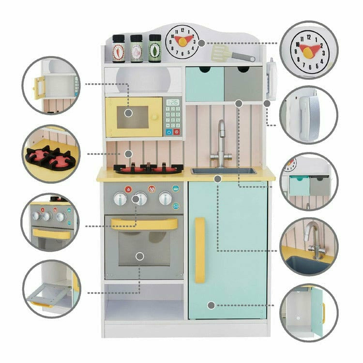  Teamson Kids -  Little Chef Florence Classic Play Kitchen - White/Green & Yellow -  Preschool