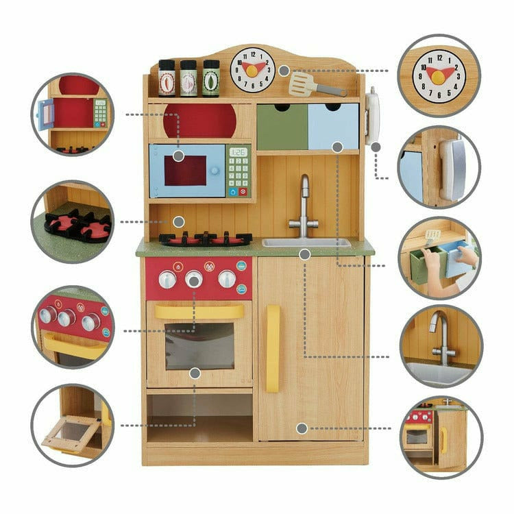  Teamson Kids -  Little Chef Florence Classic Play Kitchen - Wood Grain -  Preschool