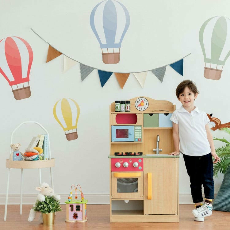  Teamson Kids -  Little Chef Florence Classic Play Kitchen - Wood Grain -  Preschool
