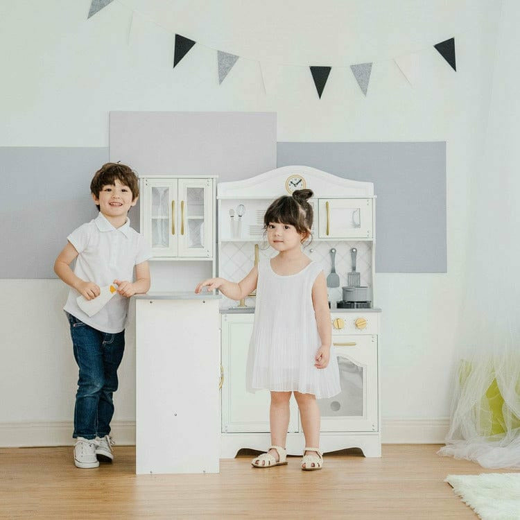  Teamson Kids -  Little Chef Upper East Retro Play Kitchen - White / Gold -  Preschool