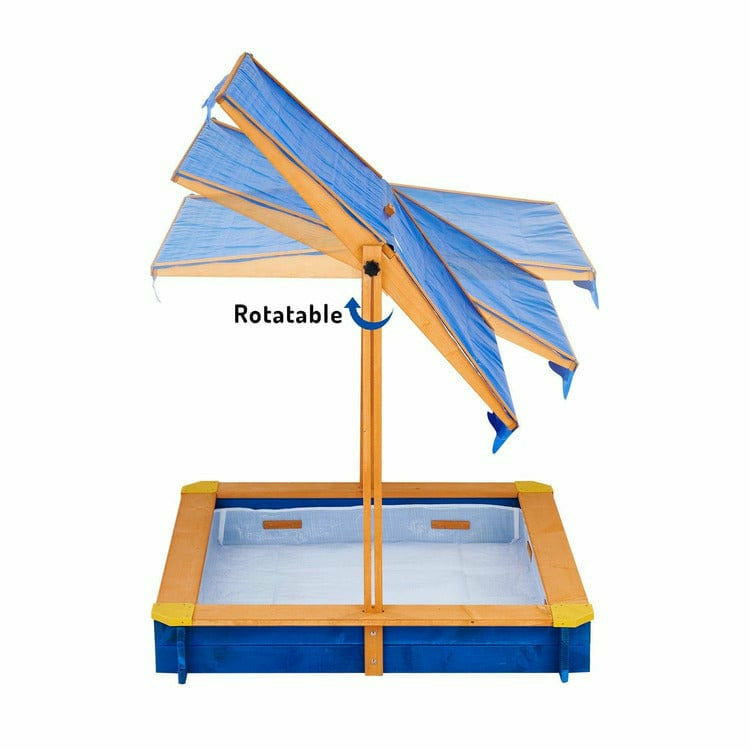Outdoor Summer Sand Box - Wood / Blue | Teamson Kids