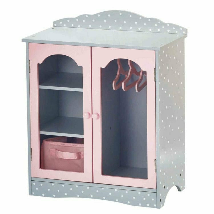  Teamson Kids -  Polka Dots Princess 18" Doll Closet w/ 3 Hangers -  Dolls