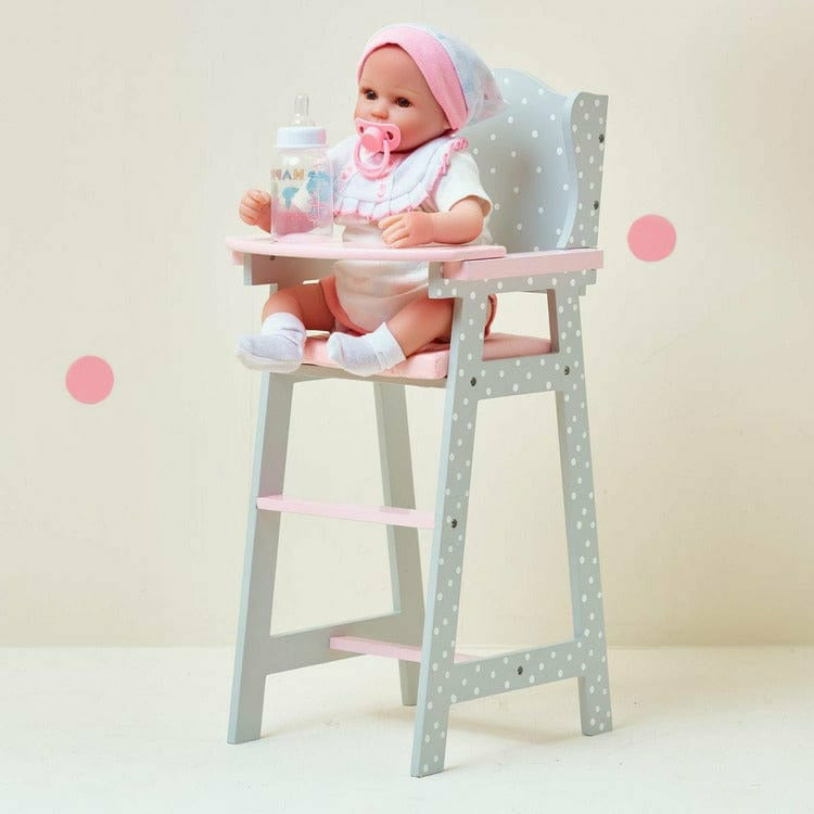  Teamson Kids -  Polka Dots Princess Baby Doll High Chair - Grey -  Dolls