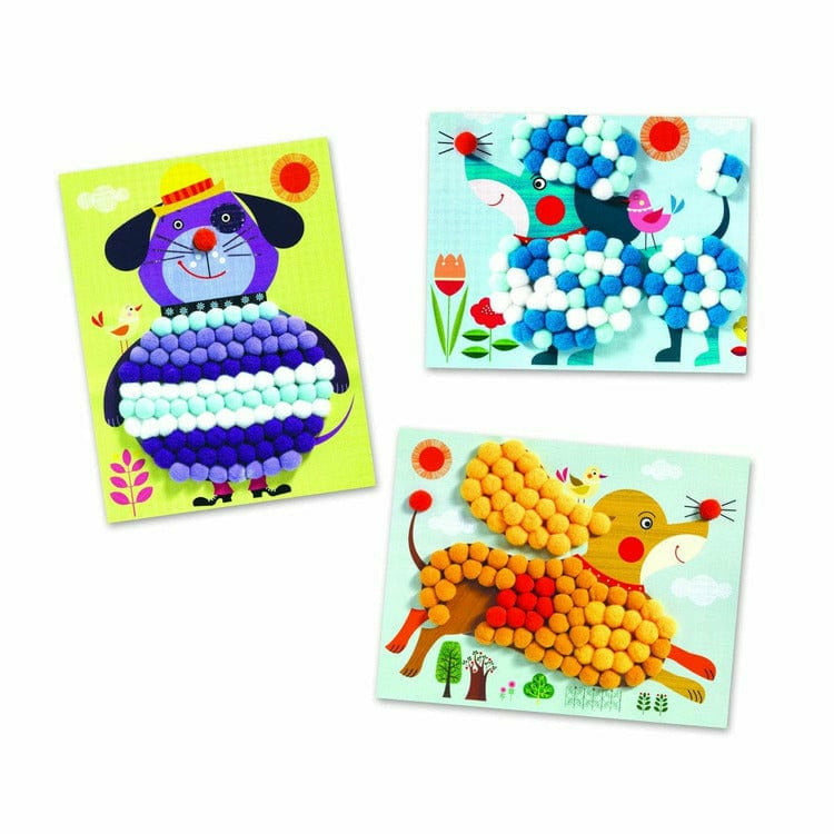 Djeco -  PomPom Puppies Collage Craft Kit -  Creativity