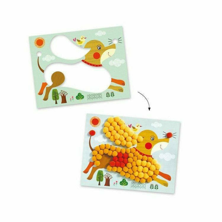 Djeco -  PomPom Puppies Collage Craft Kit -  Creativity