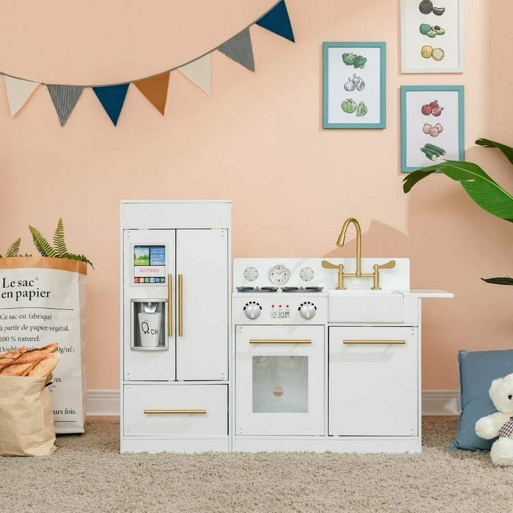  Teamson Kids -  Teamson Kids Little Chef Charlotte Modern Modular Wooden Play Kitchen, White -  Preschool