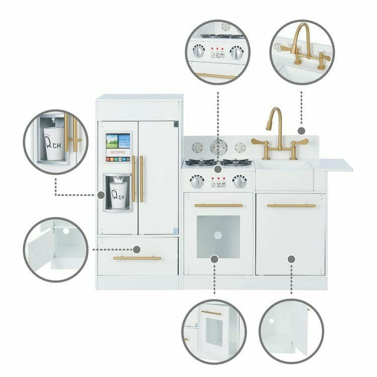  Teamson Kids -  Teamson Kids Little Chef Charlotte Modern Modular Wooden Play Kitchen, White -  Preschool