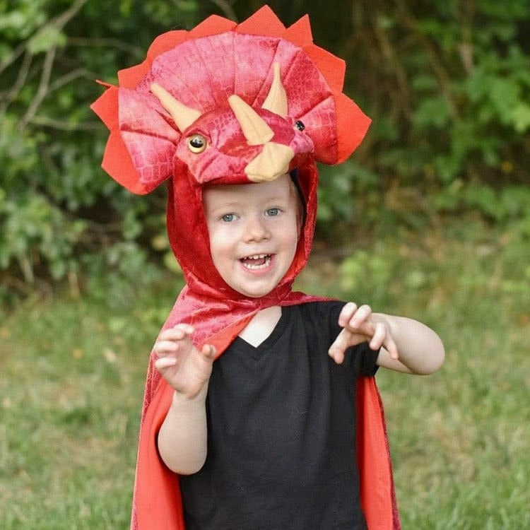  Great Pretenders -  Triceratops Red Hooded Cape - Size 4-5 Years -  Dress up