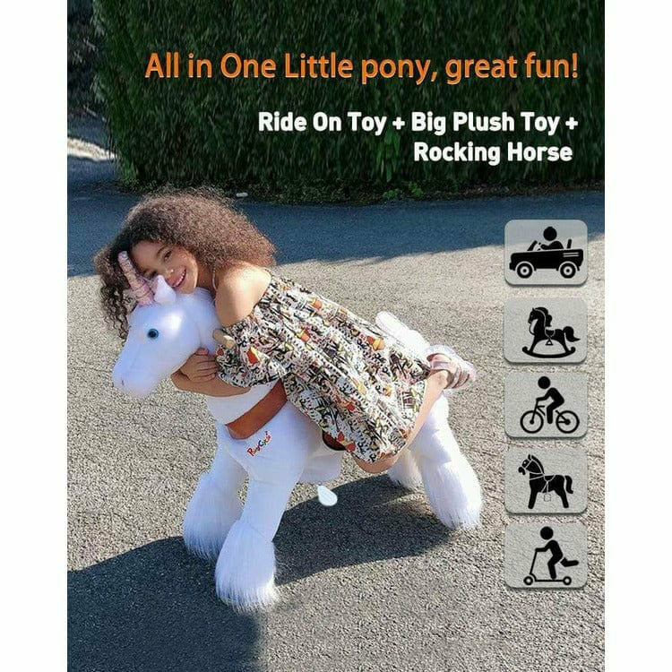  PonyCycle, Inc. -  White Model U Ride-On Unicorn - 3-4 Years -  Plush