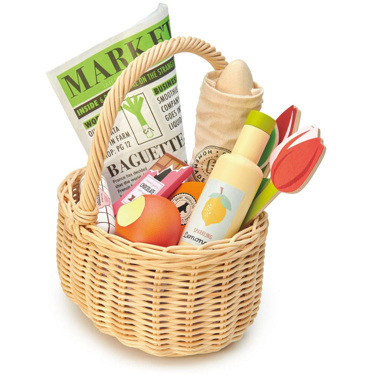  Tender Leaf Toys -  Wicker Shopping Basket -  Preschool