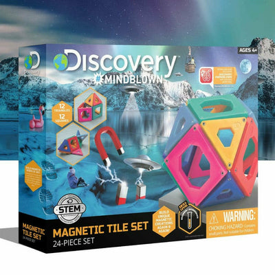 Discovery Mindblown STEM 24-Piece Magnetic Tile Building Blocks Set