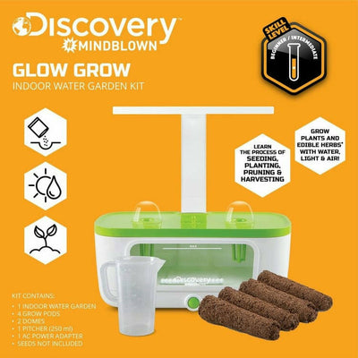 Discovery Mindblown STEM LED Glow Grow Indoor Water Herb Garden Kit,
