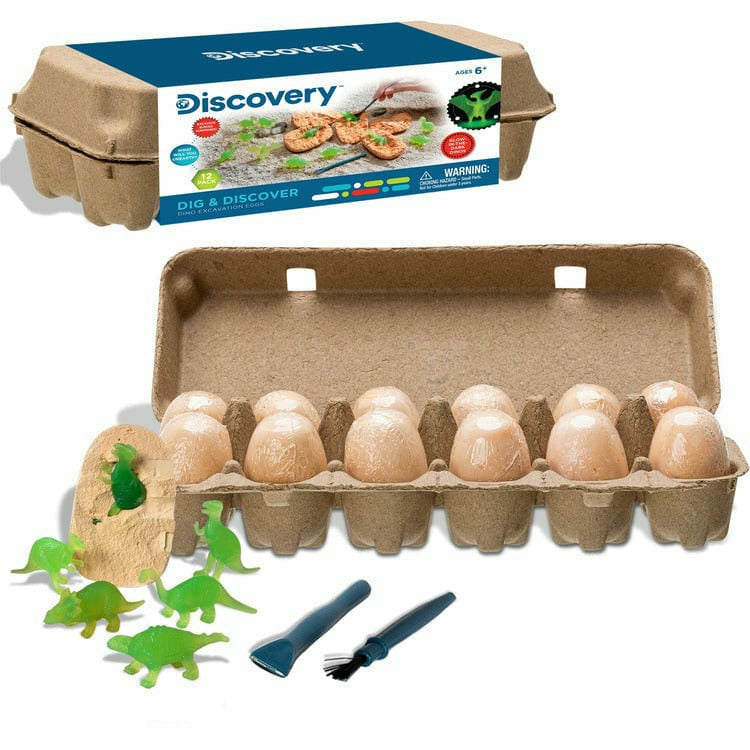 Discovery STEM Dig and Discover Dino Excavation Eggs, 12 Pack Mystery Set
