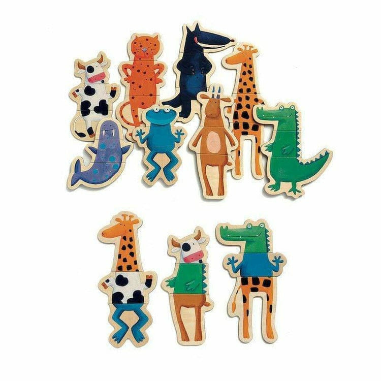 Djeco Preschool Crazy Animal Mix & Match Wooden Magnets