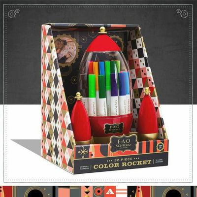 FAO Schwarz Creativity 33-Piece Portable Studio: The Rocketship Marker Art Set