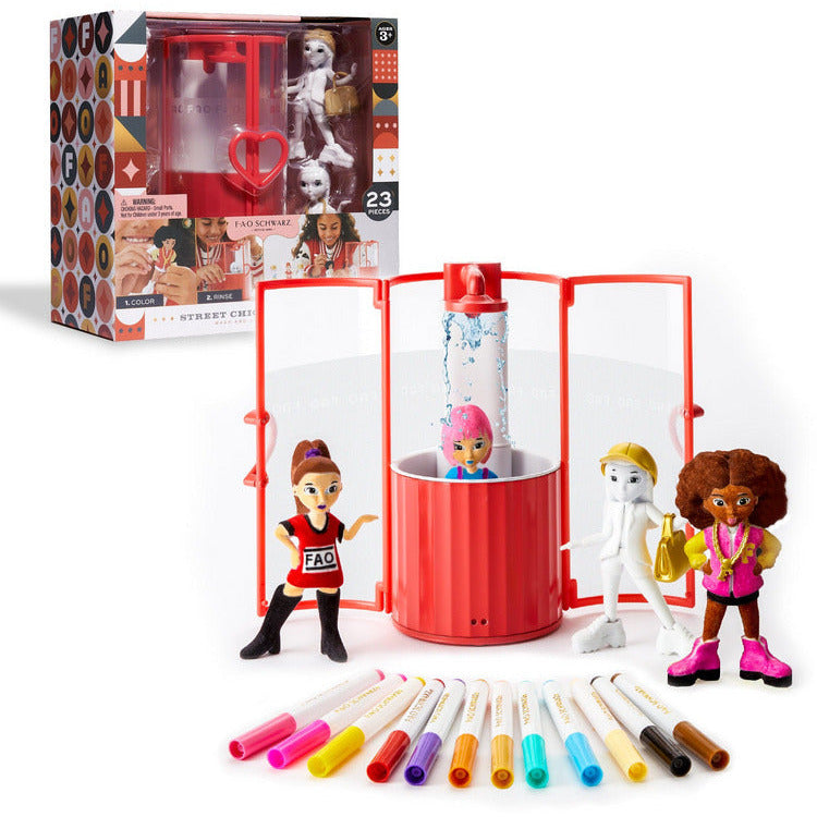 FAO Schwarz Fashion Activity and Roleplay Street Chic Fashionistas Wash-And-Color Design Dolls