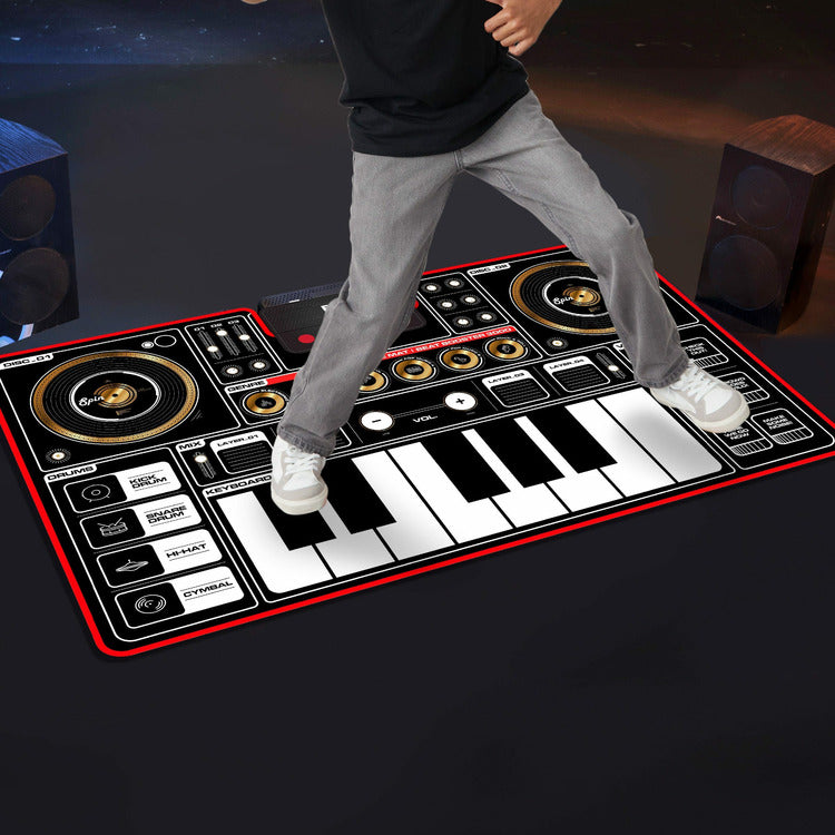 Fao Schwarz Giant Electronic Dance Mat DJ Mixer with Piano Keyboard & Turntable Scratch Pads