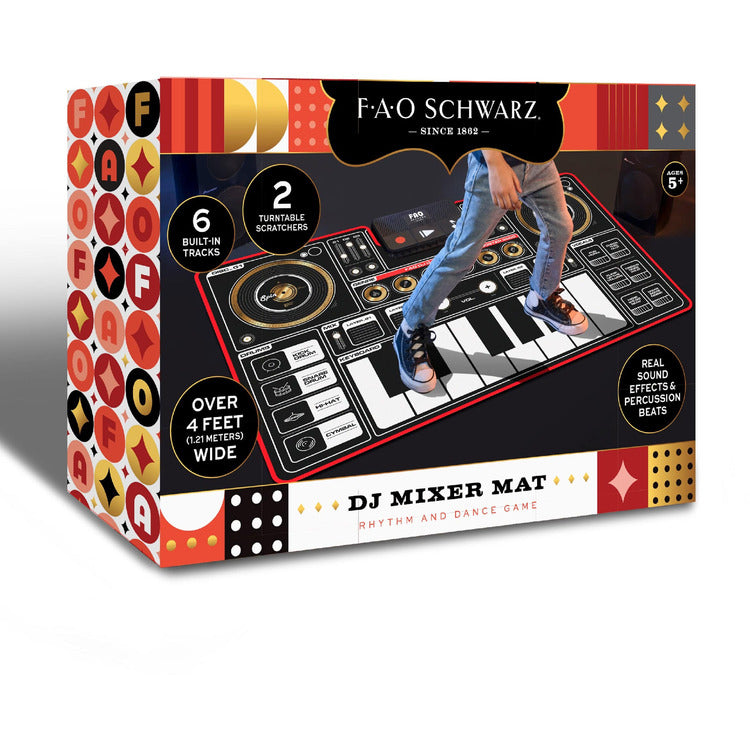 Fao Schwarz Giant Electronic Dance Mat DJ Mixer with Piano Keyboard & Turntable Scratch Pads