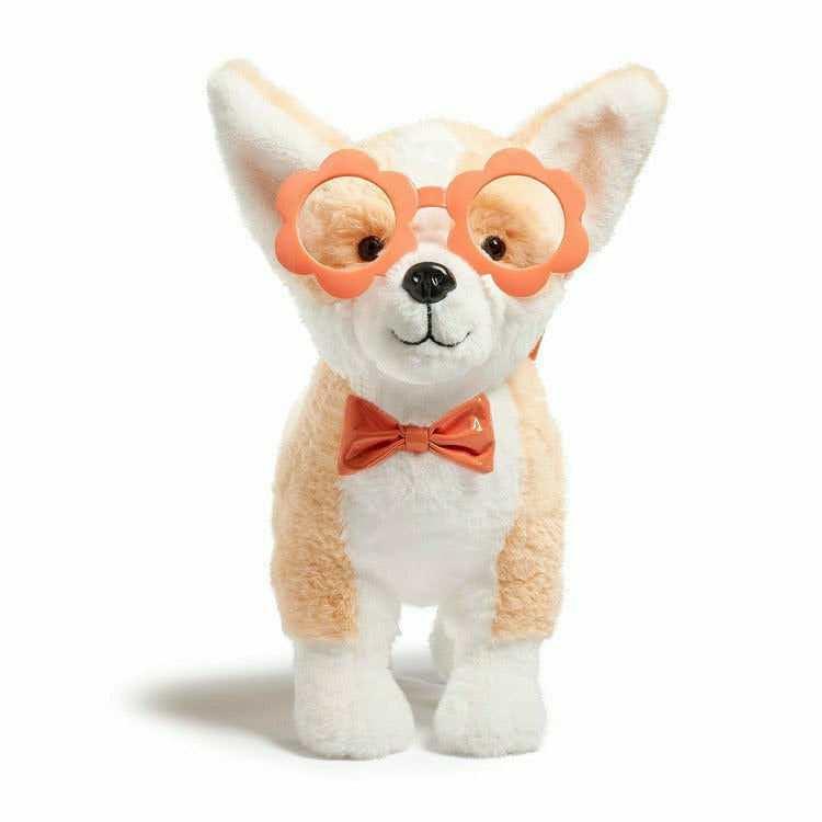 Fao Schwarz 11 Plush Corgi with Flower Glasses