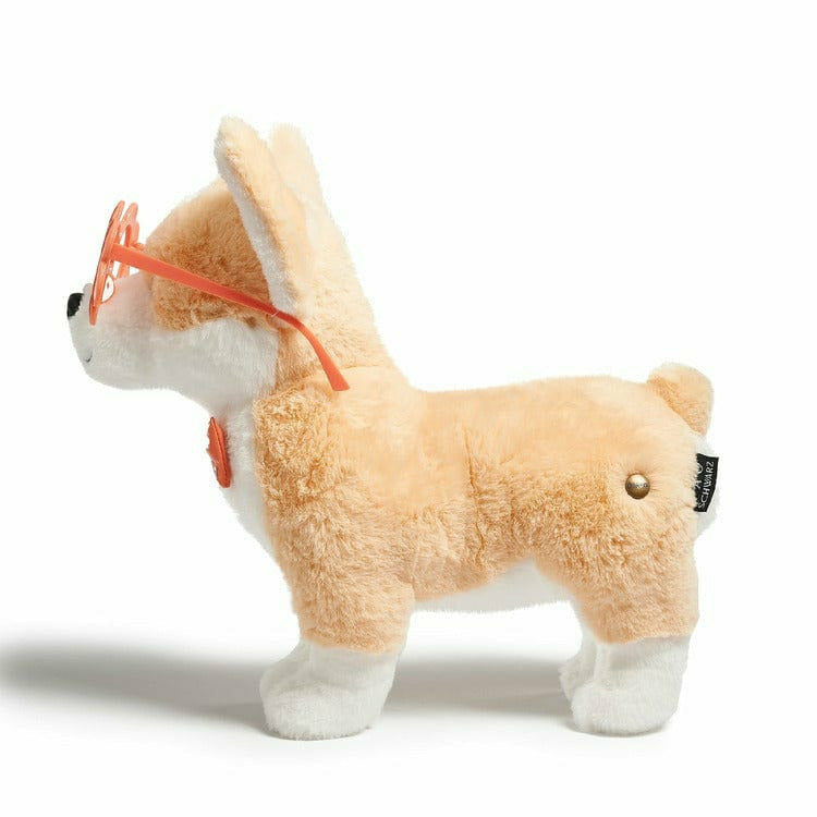 Fao Schwarz 11 Plush Corgi with Flower Glasses