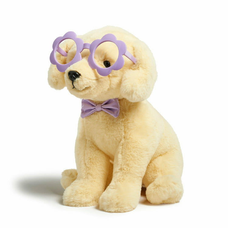 FAO Schwarz Plush 12" Sparkers Labrador Stuffed Animal with Removable Flower Glasses