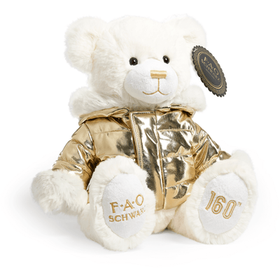 FAO Schwarz Plush 13" Plush Teddy Bear with Gold Jacket