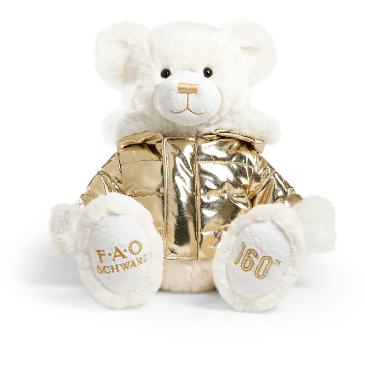 FAO Schwarz Plush 13" Plush Teddy Bear with Gold Jacket