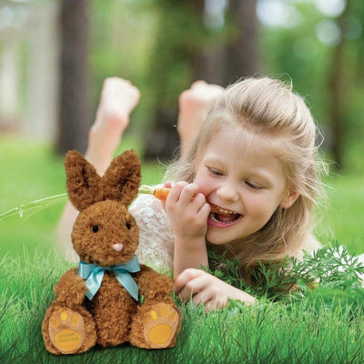 FAO Schwarz Plush Toy Plush Bunny 10inch Brown with Orange Footpad