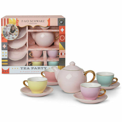 FAO Schwarz Preschool 9-Piece Hand-Glazed Ceramic Tea Party Set