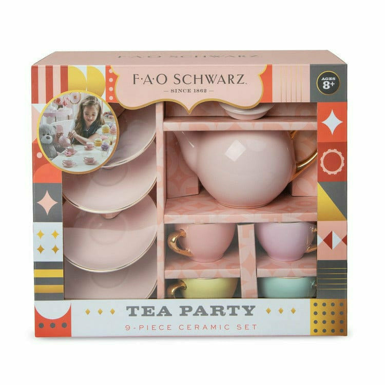 FAO Schwarz Preschool 9-Piece Hand-Glazed Ceramic Tea Party Set