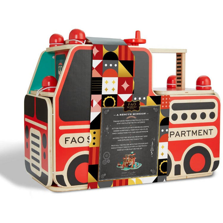 FAO Schwarz Preschool Rescue Responders Wooden Fire Station Playset